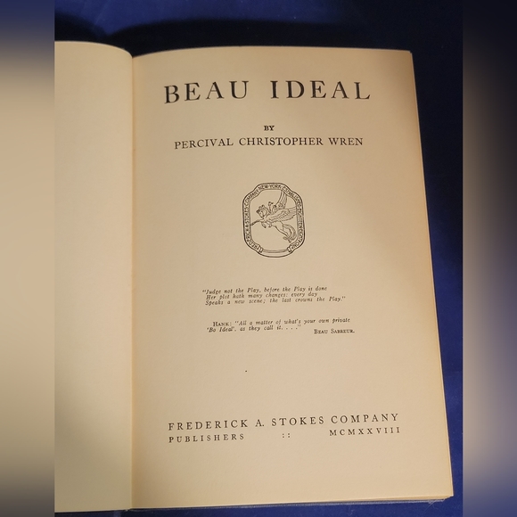 Vintage P.C. Wren BEAU IDEAL Frederick Stokes 1928 HC W/DJ Good Condition - Picture 6 of 12